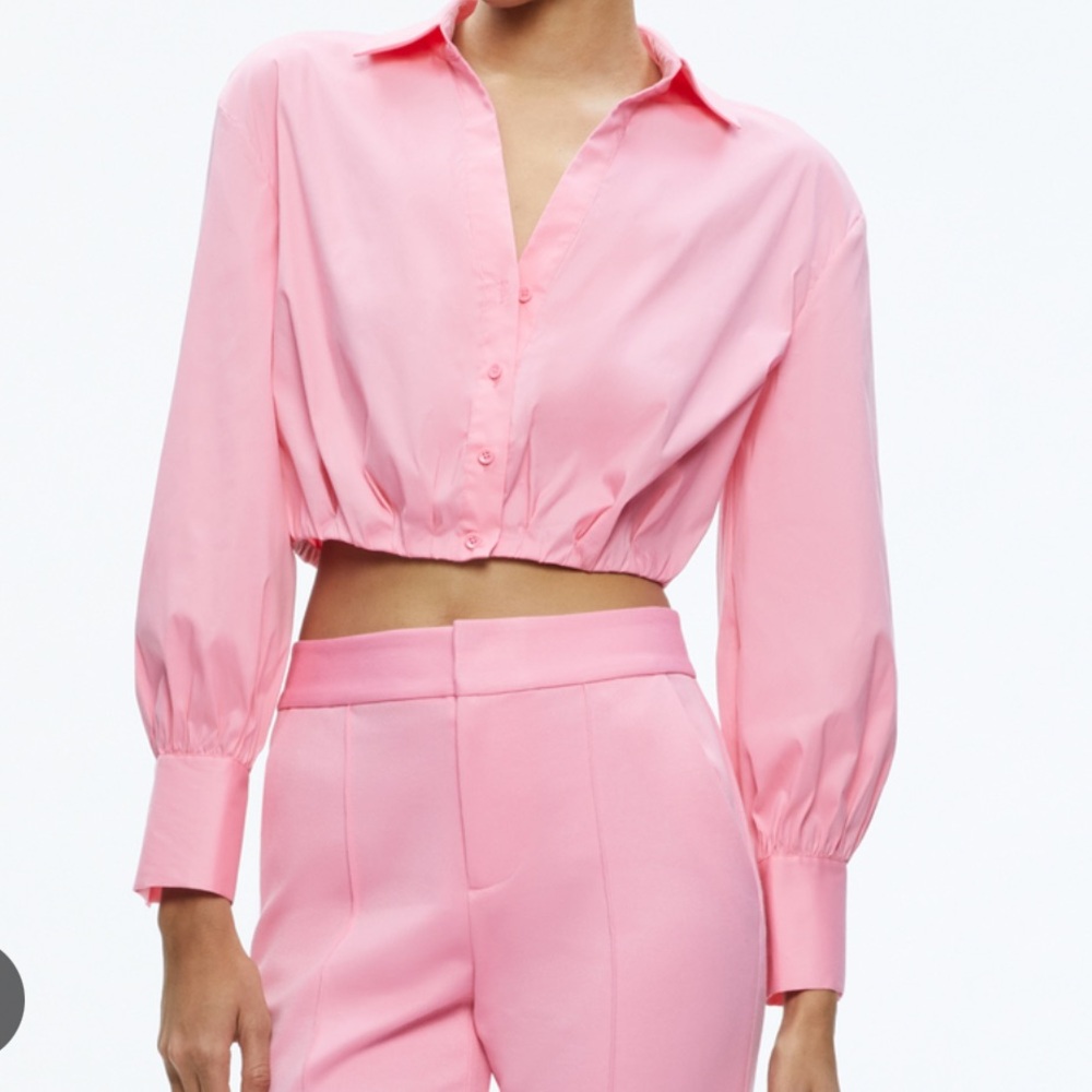Alice + Olivia Pink Button-Down Shirt